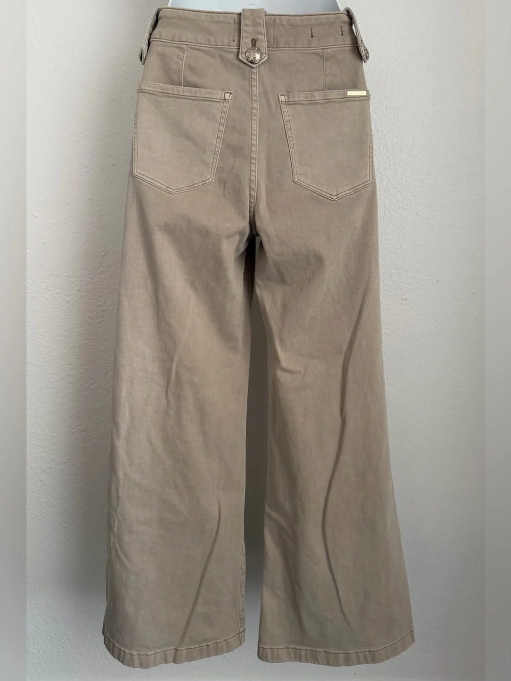 White House Black Market Khaki Wide-Leg Sailor Button Jeans - Picture 2 of 5